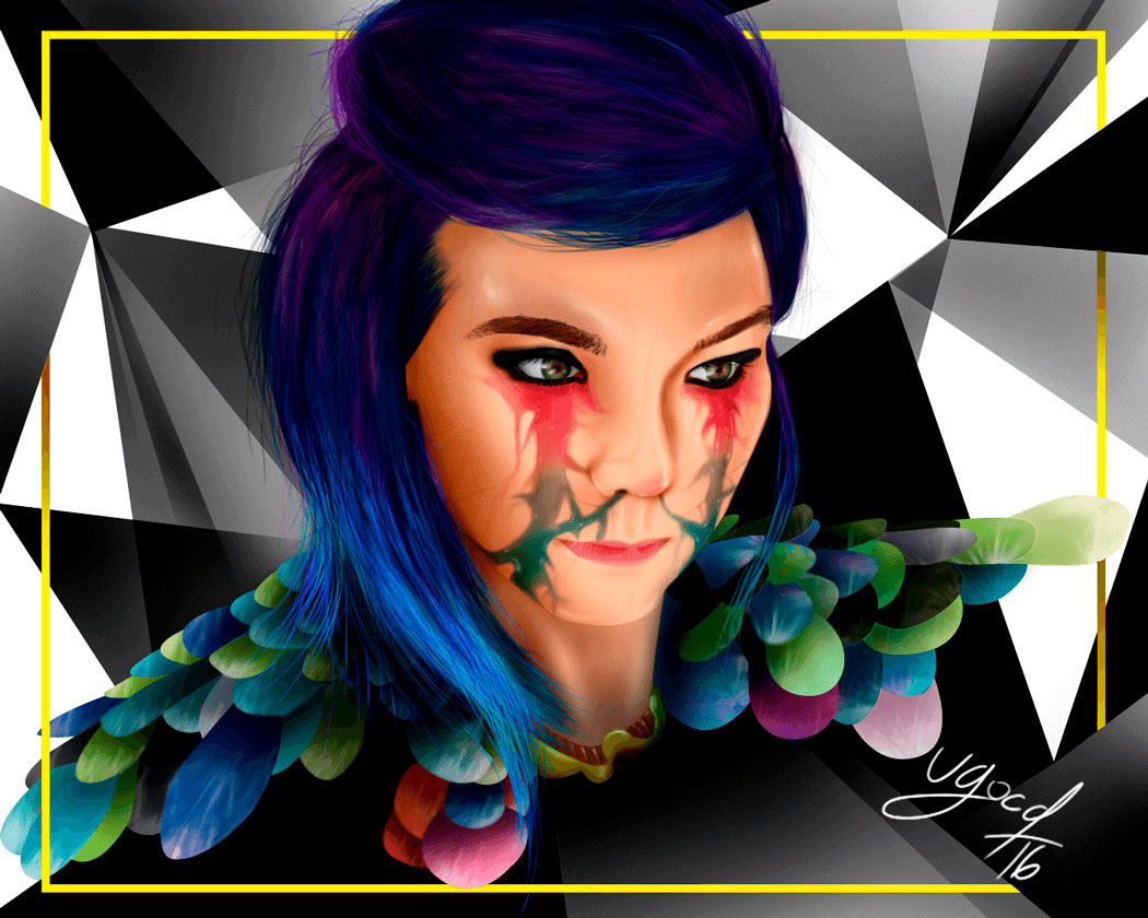 Ilustracion realista Bjork Ilustracion realista Bjork