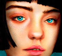 Retrato digital de modelo con ojos azules - 2020 - <p>Retrato digital de modelo con ojos azules. Realizado durante la PANDEMIA en Photoshop en tableta wacom</p>