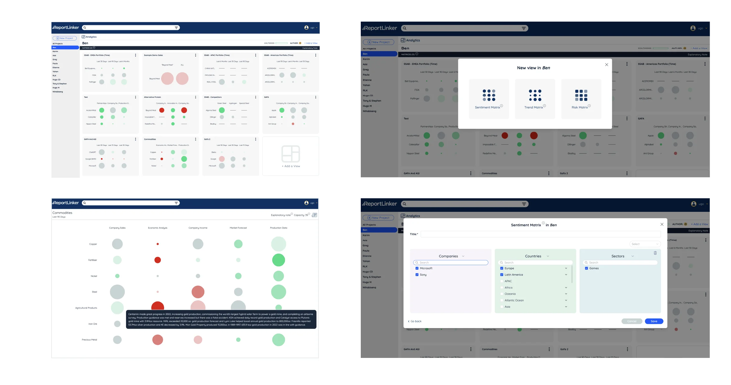 Analytics Design interface